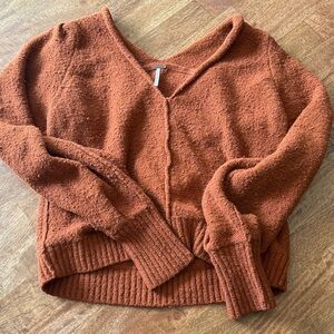 Free People V-Neck Rust Sweater